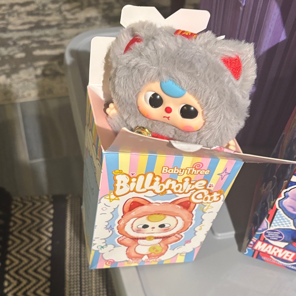 BabyThree Plush Cat Toy - Gray and Red - Bundle of two -o2